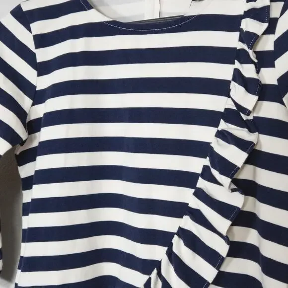 J.Crew Striped Top Black and White Ruffle Size XS Nautical Preppy - Picture 6 of 11